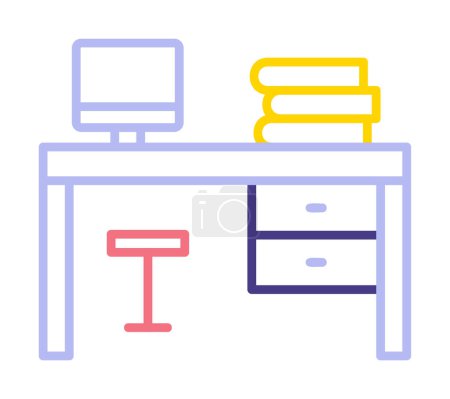 Illustration for Computer desk icon vector illustration - Royalty Free Image