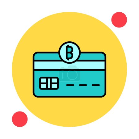 Ilustración de Bitcoin billetera icono, tarjeta de crédito con el icono de bitcoin, vector de ilustración - Imagen libre de derechos