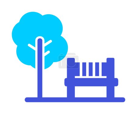 Illustration for Park with bench vector glyph color icon - Royalty Free Image