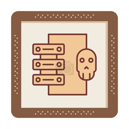 Rechenzentrum und Hacking Vektor Line Icon, Zeichenillustration 