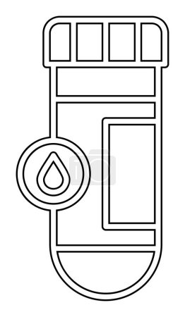 Illustration for Blood test tube outline vector icon. Laboratory testing symbol, logo illustration. - Royalty Free Image