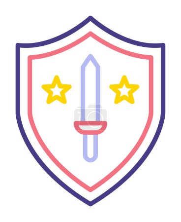 Ilustración de Escudo militar con la espada icono web vector, ilustración de vectores - Imagen libre de derechos