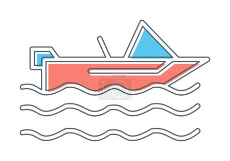Téléchargez les illustrations : Icône simple bateau à moteur, illustration vectorielle - en licence libre de droit