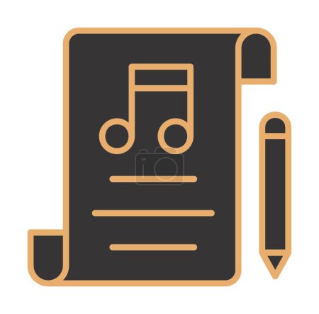 Téléchargez les illustrations : Musique Composing vecteur plat icône couleur - en licence libre de droit