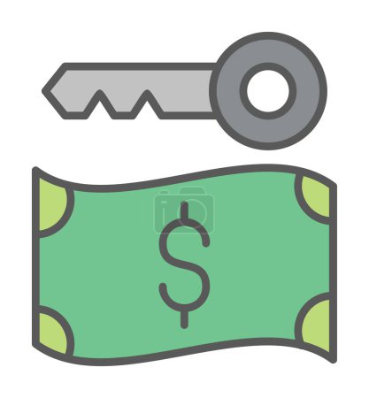 Illustration for Dollar currency and key icon, Ransomware concept, vector illustration - Royalty Free Image
