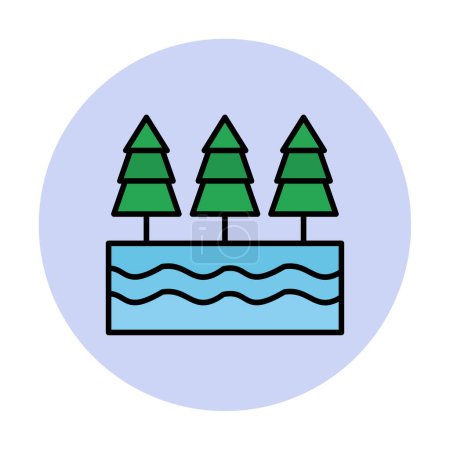 Illustration for River and trees flat icon vector illustration - Royalty Free Image