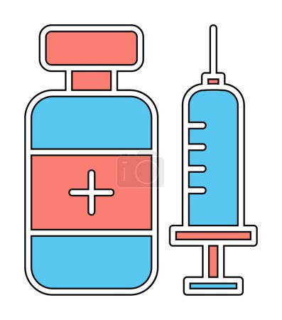 Téléchargez les illustrations : Seringue avec illustration vectorielle du vaccin - en licence libre de droit
