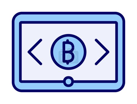 Illustration for Tablet with bitcoin sign web icon, vector illustration - Royalty Free Image
