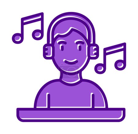 Ilustración de DJ avatar icono web, vector de ilustración - Imagen libre de derechos