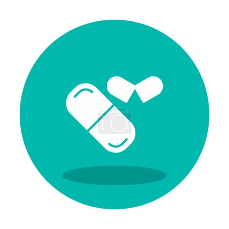Téléchargez les illustrations : Médicament plat icône, Capsules, pilules - en licence libre de droit