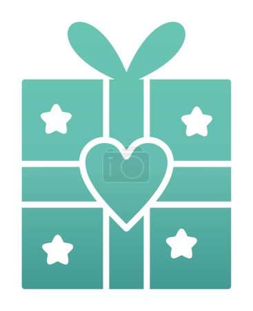 Téléchargez les illustrations : Boîte cadeau avec illustration vectorielle icône coeur - en licence libre de droit