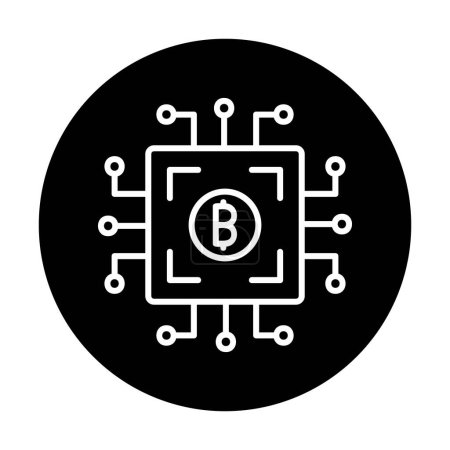 Illustration for Bitcoin digital currency. Computer circuit board.  icon  isolated background - Royalty Free Image