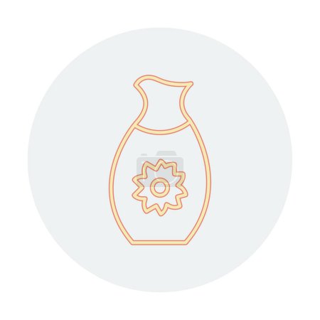Illustration for Vector illustration, icon of jar with sake, Japanese traditional alcohol drink - Royalty Free Image