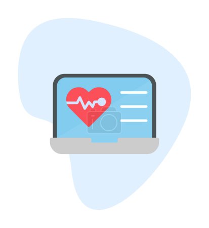 Illustration for Simple flat heartbeat icon on laptop illustration - Royalty Free Image