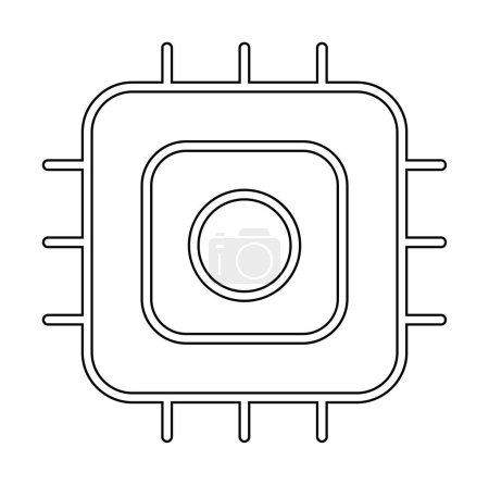 Procesador simple línea vector icono