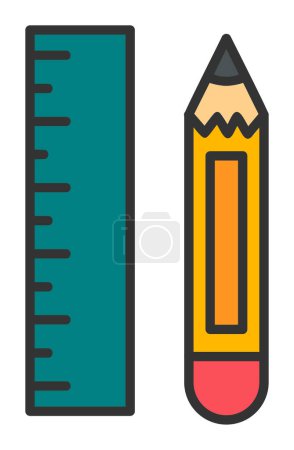 Téléchargez les photos : Icône crayon et règle, illustration vectorielle - en image libre de droit