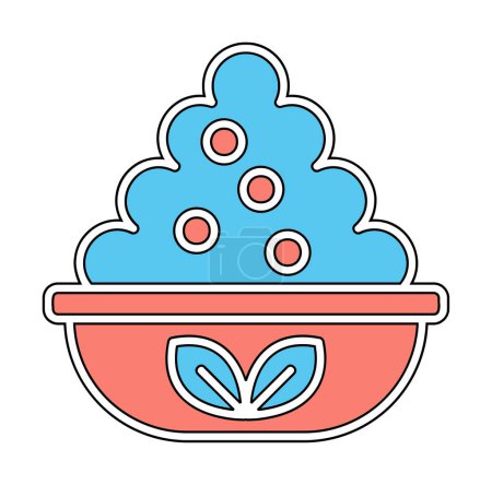 Ilustración de Tazón plano con alimentos de levadura, diseño simple - Imagen libre de derechos
