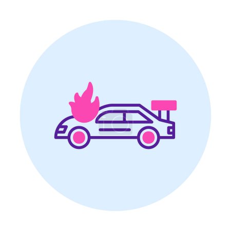 Illustration for Accident Car In Fire icon vector illustration - Royalty Free Image