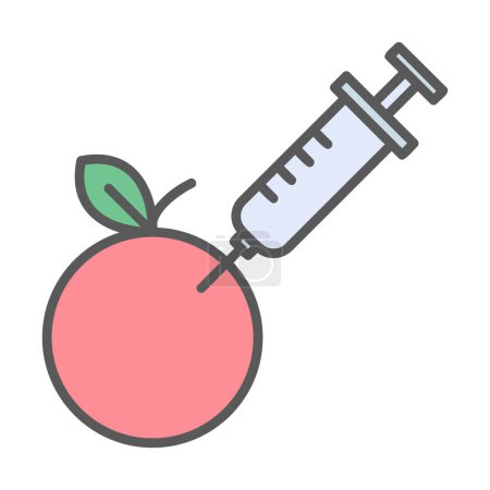 Illustration for Gmo Food, apple with syringe icon, vector illustration - Royalty Free Image