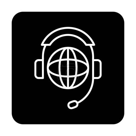 Ilustración de Globo de la Tierra en el icono de auriculares, ilustración vectorial - Imagen libre de derechos