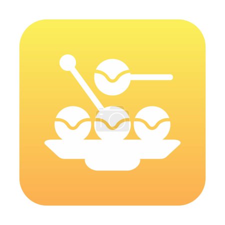 Téléchargez les illustrations : Icône de plat japonais Takoyaki simple, illustration vectorielle - en licence libre de droit