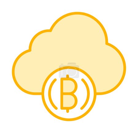 Téléchargez les illustrations : Nuage avec icône Bitcoin, illustration vectorielle conception graphique - en licence libre de droit