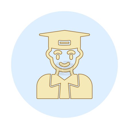 Ilustración de Graduado icono plano. estudiante en diseño de estilo plano - Imagen libre de derechos