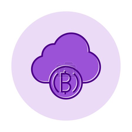 Ilustración de Nube con icono de bitcoin, diseño gráfico de ilustración vectorial - Imagen libre de derechos