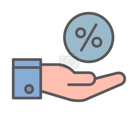 Illustration for Simple hand holding percent icon, discount concept, vector illustration - Royalty Free Image