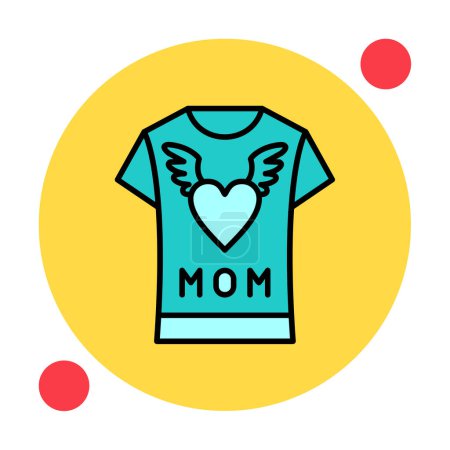 Téléchargez les illustrations : Illustration vectorielle de t-shirt avec signe coeur et maman - en licence libre de droit