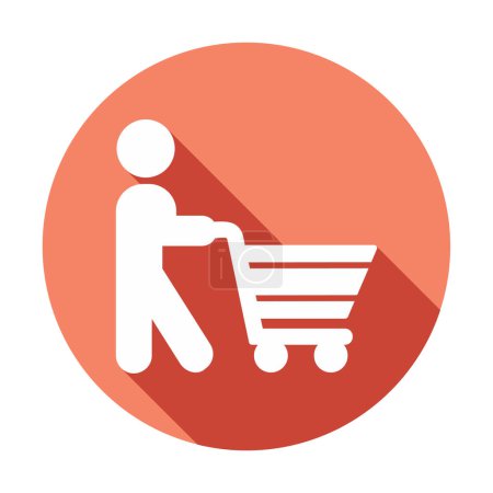 Ilustración de Hombre con carro de la compra, icono de la compra, vector de ilustración - Imagen libre de derechos