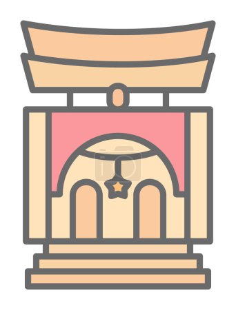 Téléchargez les illustrations : Simple ancienne icône du sanctuaire asiatique, illustration vectorielle - en licence libre de droit
