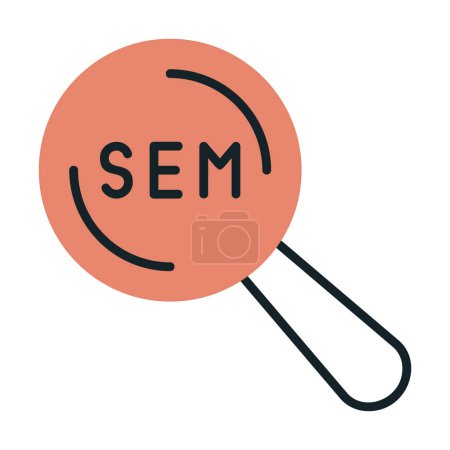 Illustration for Flat magnifying glass with sem  icon vector. - Royalty Free Image