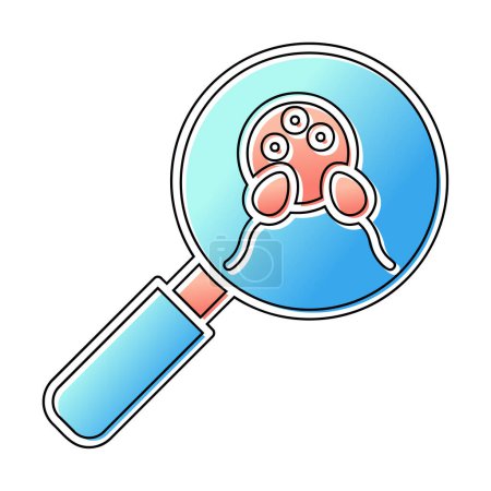 Ilustración de Inspección bacteriana con icono de lupa, ilustración vectorial - Imagen libre de derechos