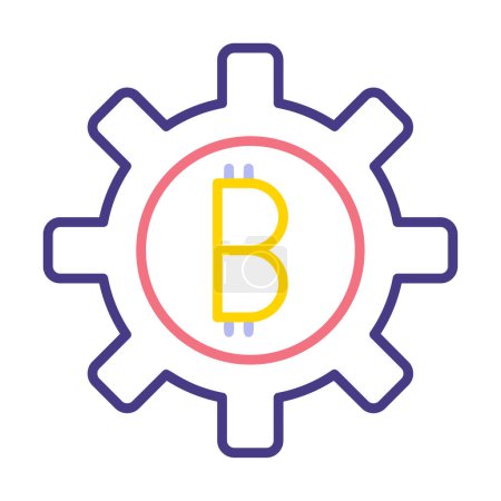 Illustration for Bitcoin gear line icon, vector illustration - Royalty Free Image