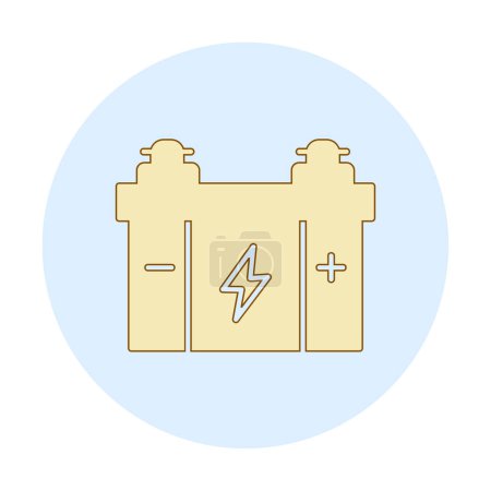 Téléchargez les illustrations : Illustration vectorielle simple d'icône de batterie de voiture plate - en licence libre de droit