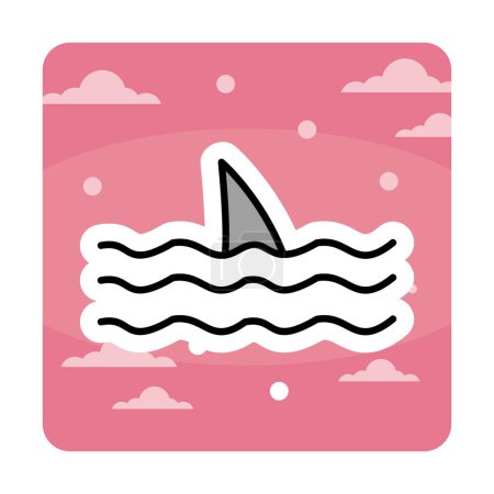 Téléchargez les illustrations : Nageoire de requin dans l'icône de la mer, illustration vectorielle - en licence libre de droit