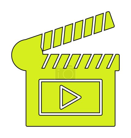 Téléchargez les illustrations : Clapperboard vecteur plat icône couleur - en licence libre de droit