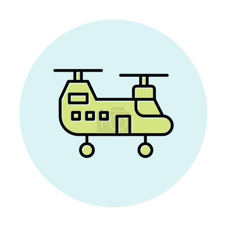 Ilustración de Icono de vector de helicóptero militar. estilo es plano - Imagen libre de derechos