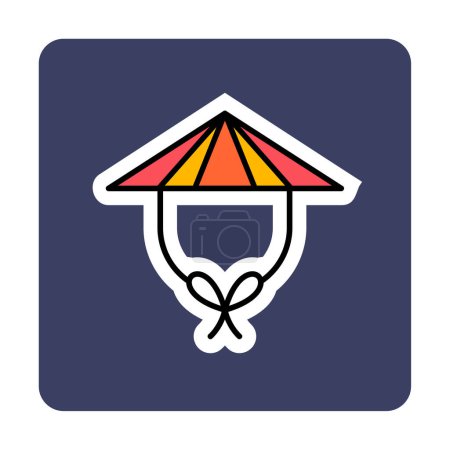 Téléchargez les illustrations : Chapeau chinois icône web, illustration vectorielle - en licence libre de droit