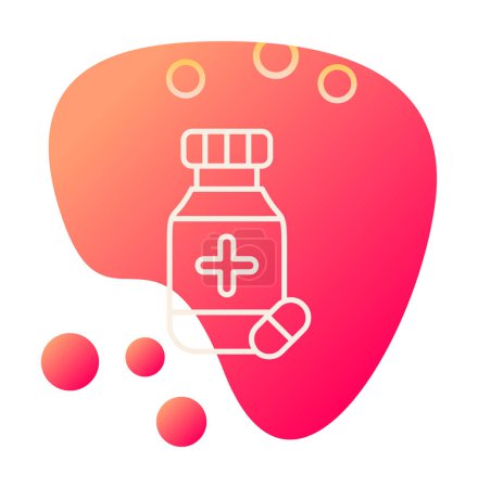 Ilustración de Vector ilustración de frasco de medicina con icono de la píldora - Imagen libre de derechos