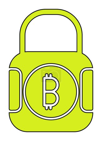 Téléchargez les illustrations : Simple plat Bitcoin Payé icône de verrouillage, illustration vectorielle - en licence libre de droit