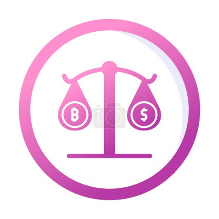 Ilustración de Escala de equilibrio icono, criptomoneda bitcoin y símbolos de moneda dólar, ilustración de vectores - Imagen libre de derechos