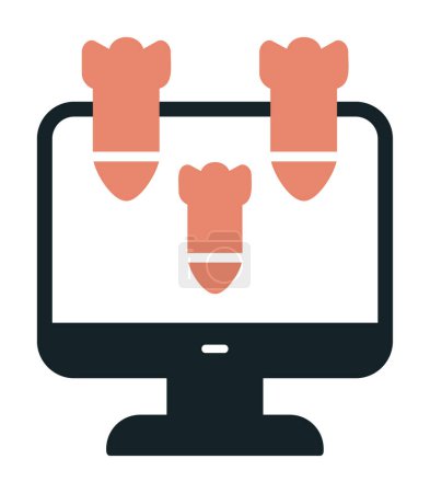 Illustration for Simple flat Computer monitor with Dos hacker bombs icon - Royalty Free Image