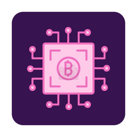Illustration for Bitcoin digital currency. Computer circuit board  icon - Royalty Free Image