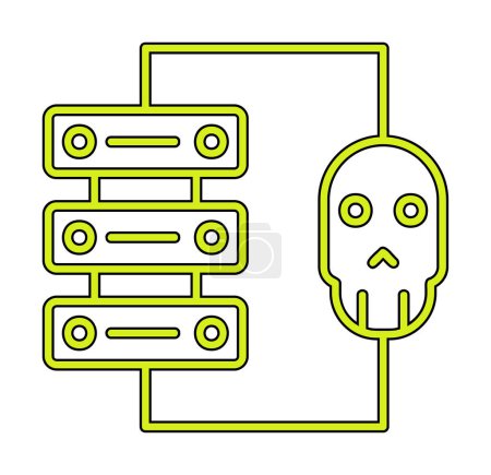 data center and Hacking  vector line icon