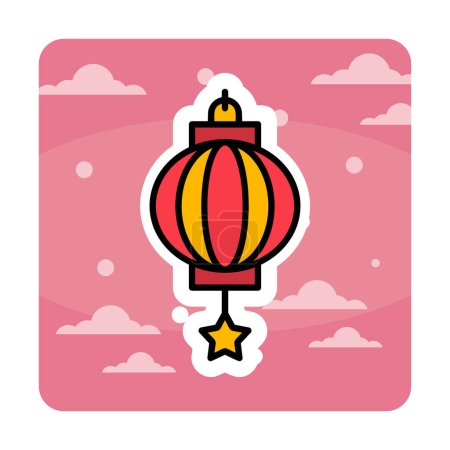Illustration for Chinese lantern icon, vector illustration - Royalty Free Image