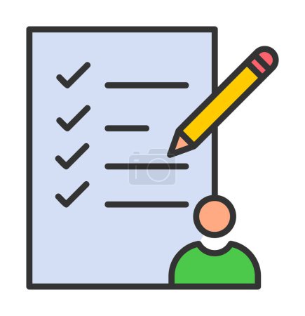 checklist icône plate, illustration vectorielle 