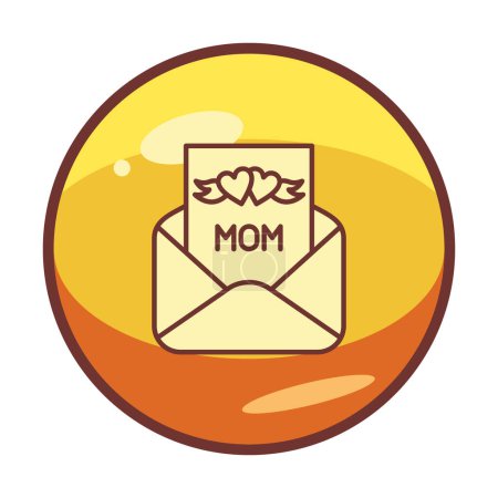 Téléchargez les illustrations : Enveloppe avec lettre pour maman avec icône de coeur - en licence libre de droit