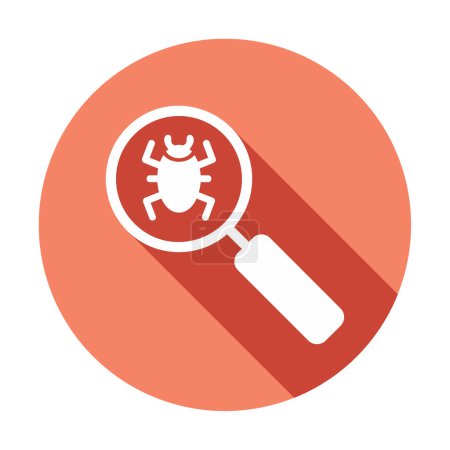 Téléchargez les illustrations : Loupe avec bug, icône de détection de virus, illustration vectorielle - en licence libre de droit